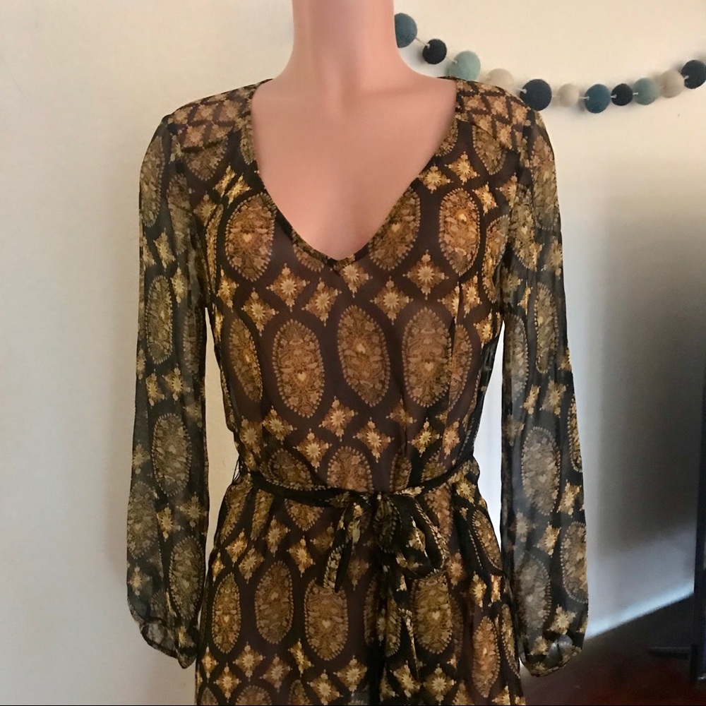 Ella Moss Boho print Silk Chiffon Mini Dress - Picture 2 of 7